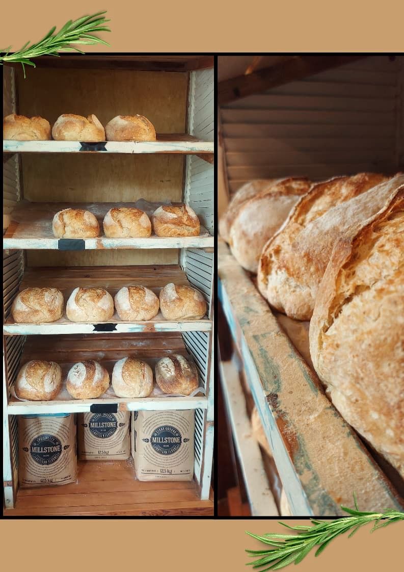 Fresh loaves on the shelves